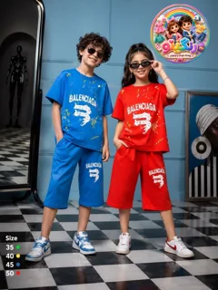 👕 ست اسپرت تیشرت و شلوارک، طرح بالنسیاگا 🩳