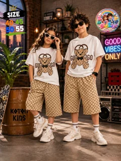 👕 ست اسپرت اقتصادی تیشرت و شلوارک، طرح تدی 🩳